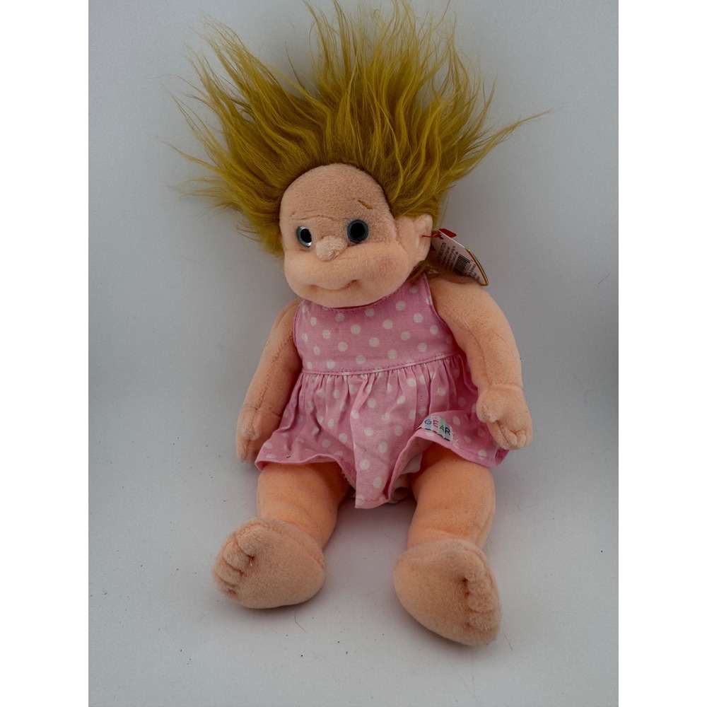 Vintage Ty Beanie Kids Precious Doll 1993 Pink Polka Dot Dress Blonde‎ Hair